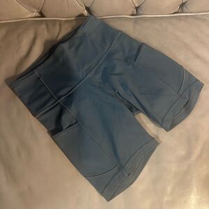 Lululemon 4 Fast and Free Graphite Grey Running Bike Shorts NWOT 6”